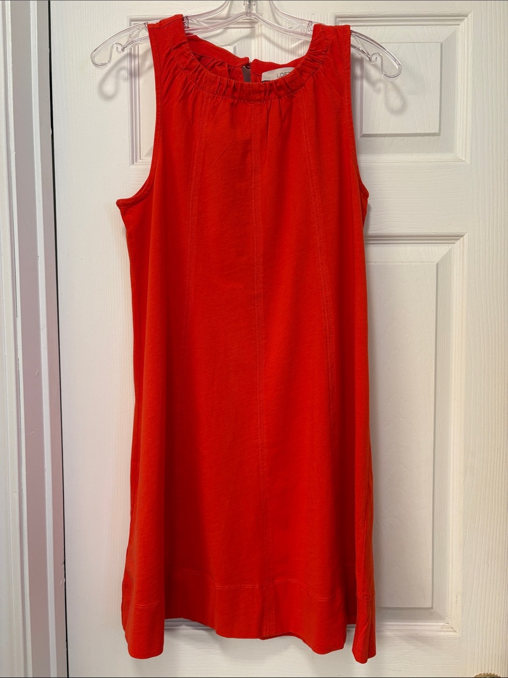 LOFT Red-Orange Sleeveless Shift Dress